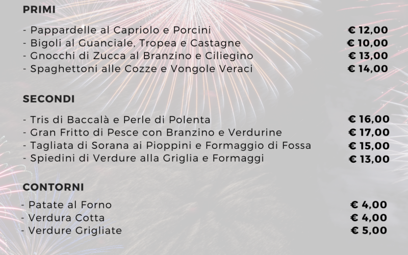 MENU' ALLA CARTA 31-12