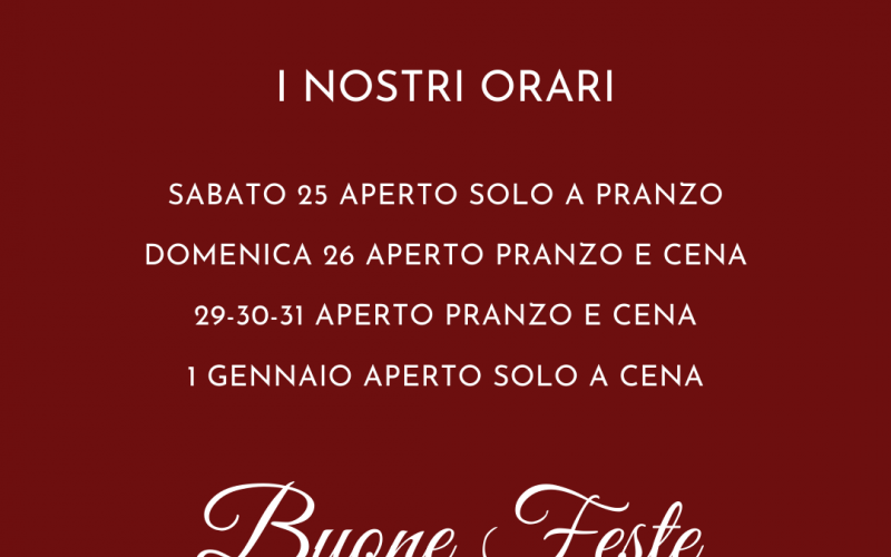 ORARI FESTIVI
